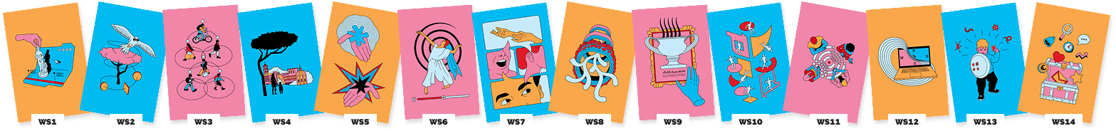 Serie di illustrazioni create per i 14 workshop
